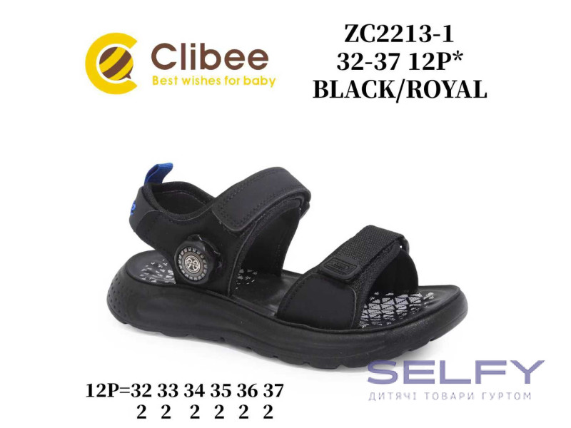 Босоніжки дитячі Clibee ZC2213-1 black-royal 32-37, Фото 1