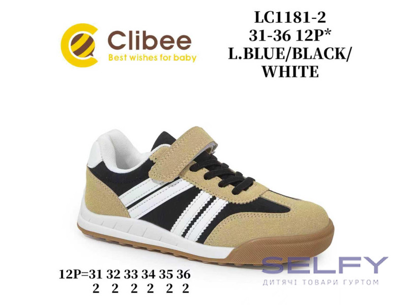 Кроссовки детские ClibeeLC1181-2 l.blue-black-white 31-36, Фото 1