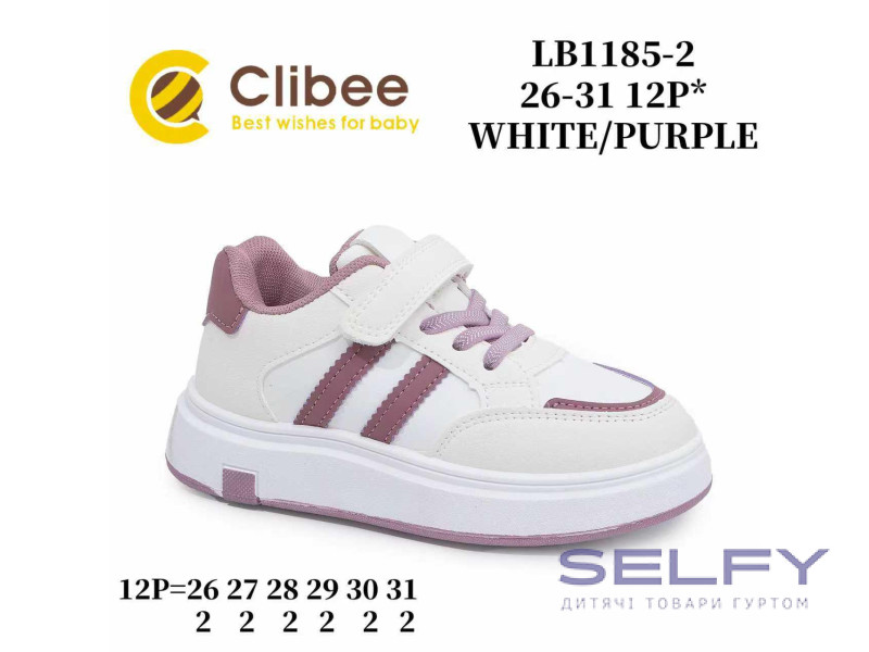 Кроссовки детские Clibee LB1185-2 white-purple 26-31, Фото 1