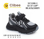 Кроссовки детские Clibee LC1188-1 black-grey 32-37