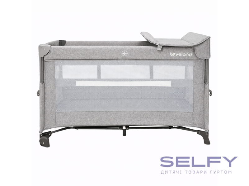 Ліжко-манеж дитяче з другим ярусом VELANO Tino, light grey, Фото 1