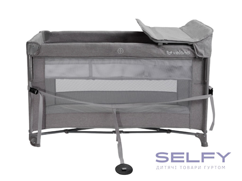 Кровать-манеж детская со вторым ярусом и пеленатором VELANO Tino, light grey, Фото 1