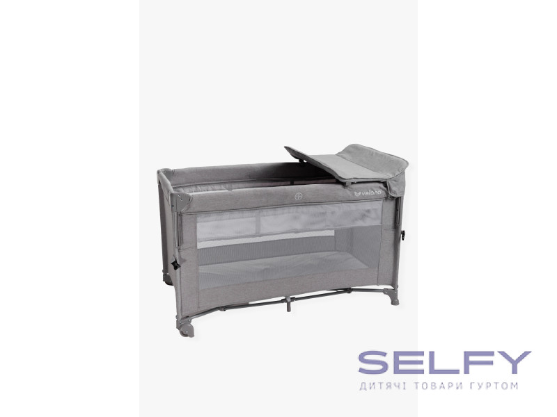 Кровать-манеж детская со вторым ярусом и пеленатором VELANO Tino, light grey, Фото 3