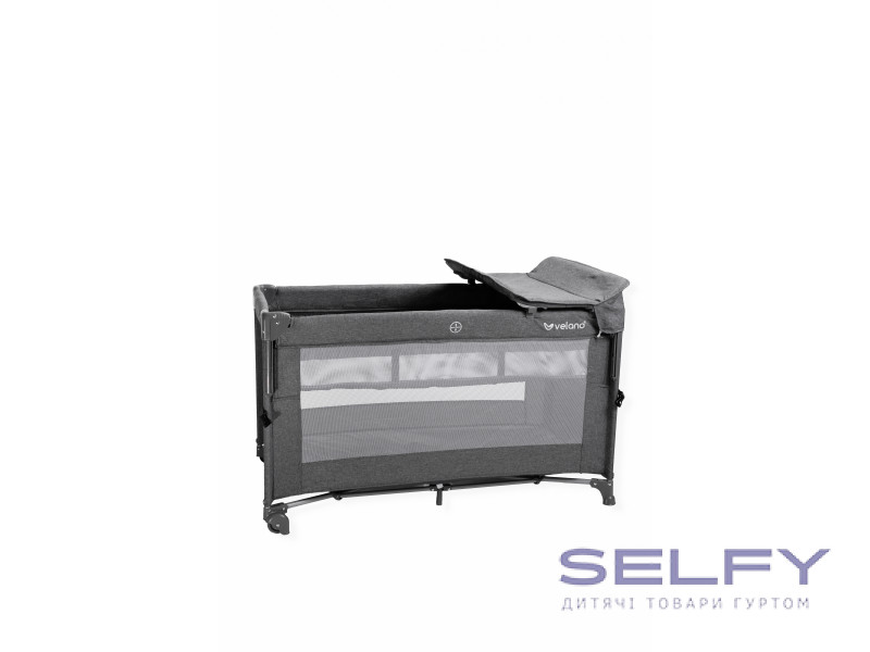 Кровать-манеж детская со вторым уровнем и пеленатором VELANO Tino, dark grey, Фото 3