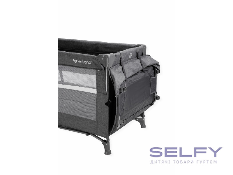 Кровать-манеж детская со вторым уровнем и пеленатором VELANO Tino, dark grey, Фото 6
