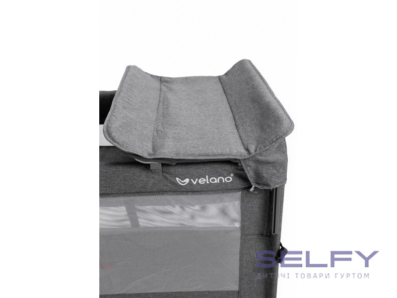 Ліжко-манеж дитяче з другим ярусом та пеленатором VELANO Tino, dark grey, Фото 4