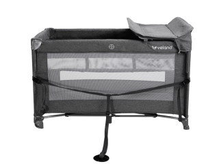 Ліжко-манеж дитяче з другим ярусом та пеленатором VELANO Tino, dark grey