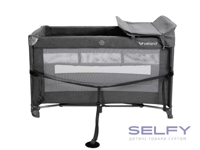 Кровать-манеж детская со вторым ярусом и пеленатором VELANO Tino, dark grey, Фото 1