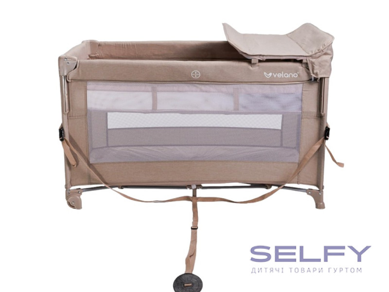 Кровать-манеж детская со вторым ярусом и пеленатором VELANO Tino, beige, Фото 1