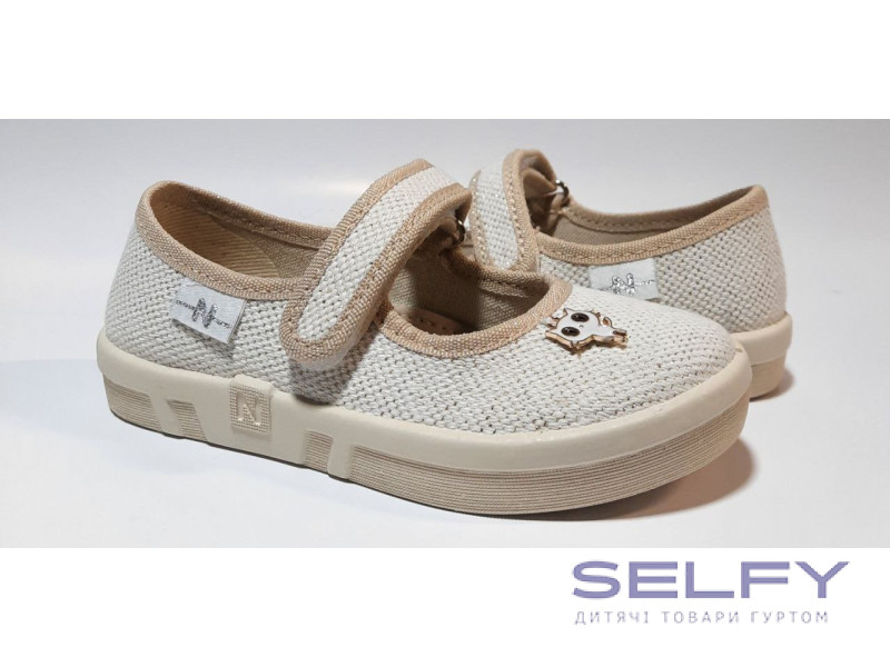 Ketty 26-32 бежева, бежева підошва, брошка котик, Фото 1