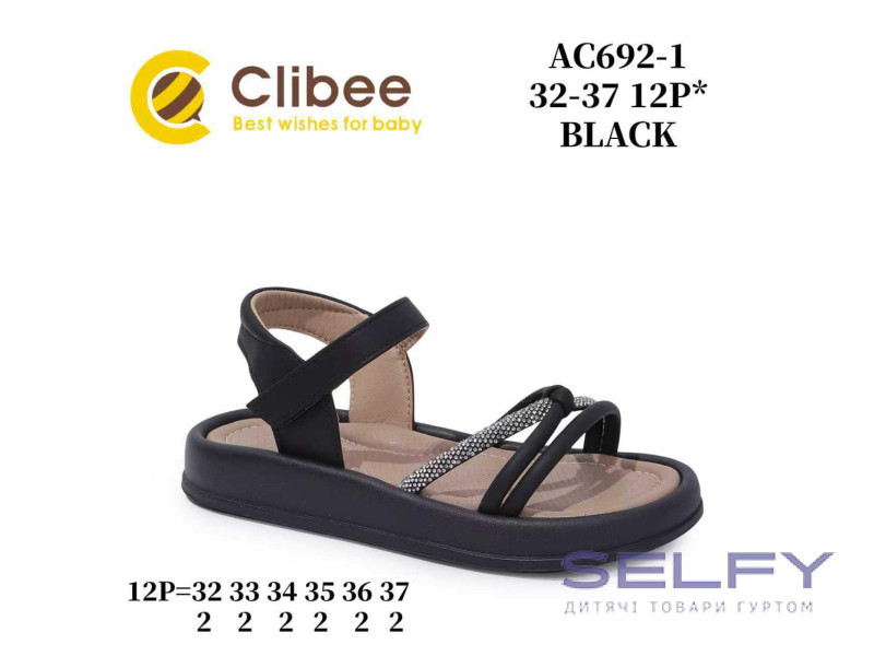 Босоніжки дитячі Clibee AC692-1 black 32-37, Фото 1
