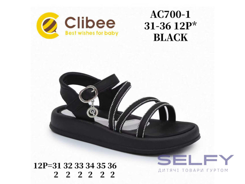 Босоніжки дитячі Clibee AC700-1 black 31-36, Фото 1