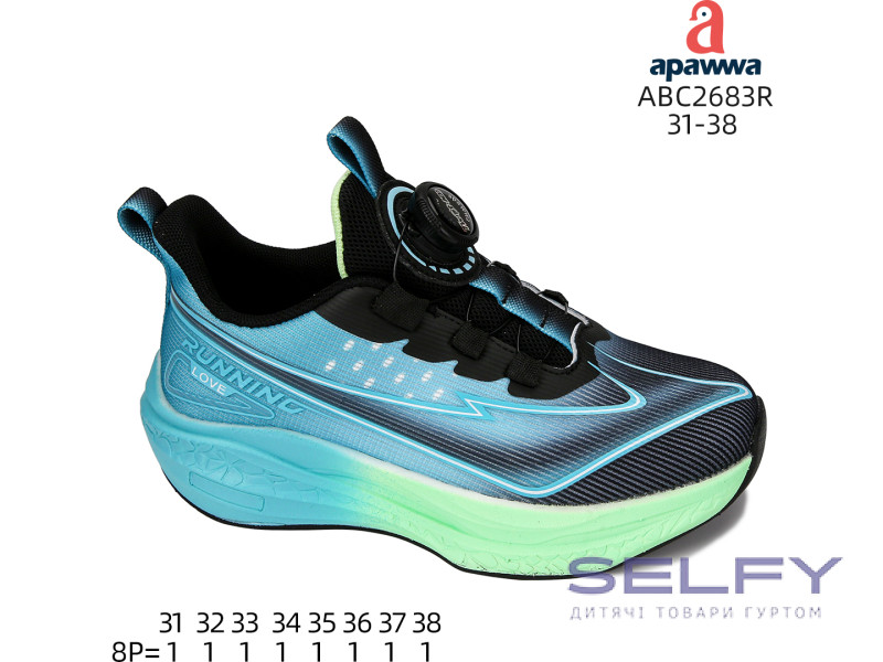 Кроссовки Apawwa ABC2683R black-green 31-38, Фото 1