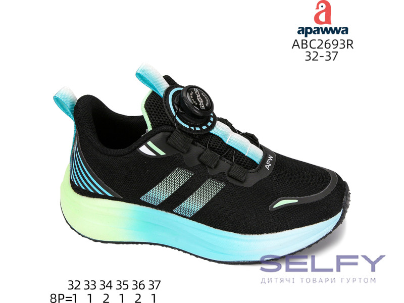 Кроссовки Apawwa ABC2693R black-green 32-37, Фото 1