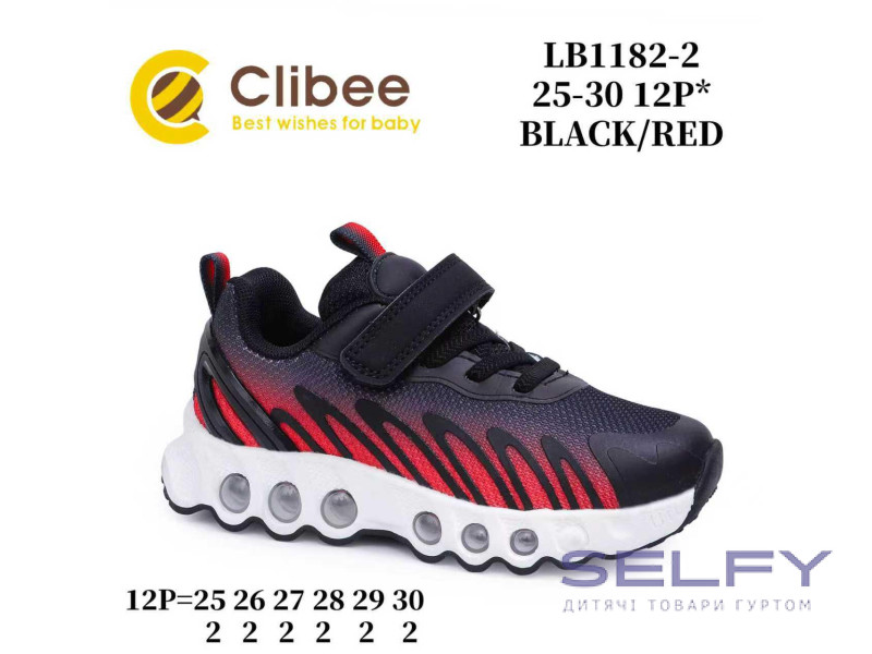 Кроссовки детские Clibee LB1182-2 black-red 25-30, Фото 1