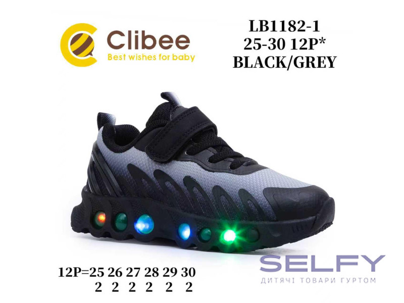 Кросівки дитячі Clibee LB1182-1 black-gray 25-30, Фото 1