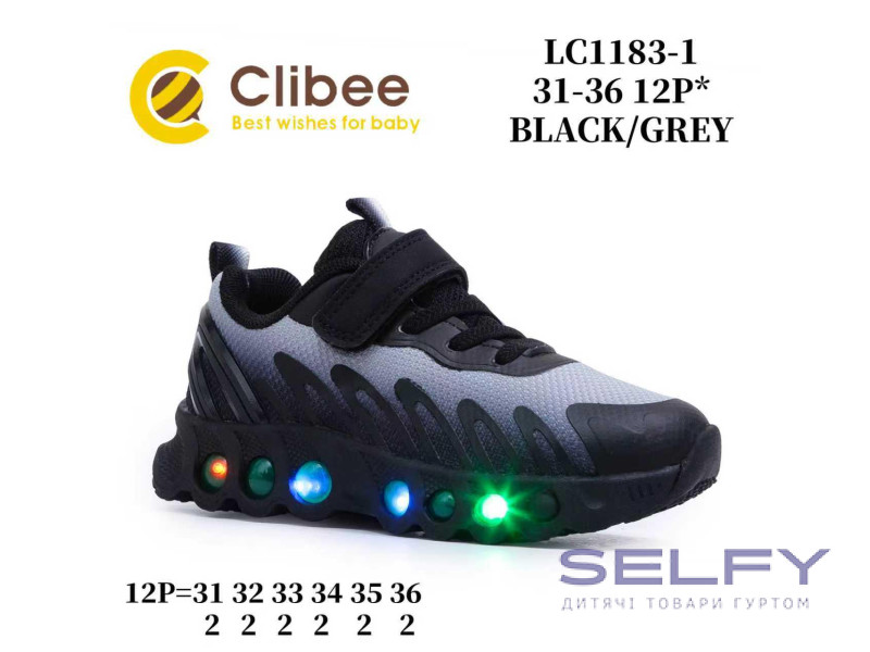 Кросівки дитячі Clibee LC1183-1 black-gray 31-36, Фото 1
