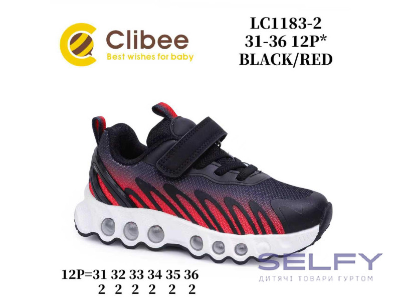Кроссовки детские Clibee LC1183-2 black-red 31-36, Фото 1