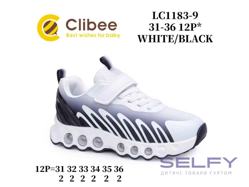 Кросівки дитячі Clibee LC1183-9 white-black 31-36, Фото 1