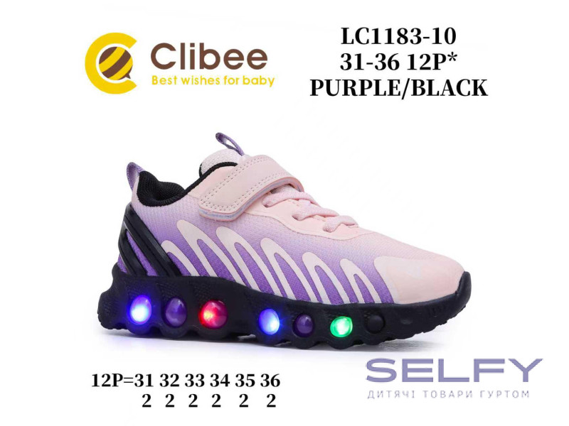 Кроссовки детские Clibee LC1183-10 purple-black 31-36, Фото 1