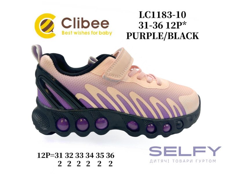 Кросівки дитячі Clibee LC1183-10 purple-black 31-36, Фото 1