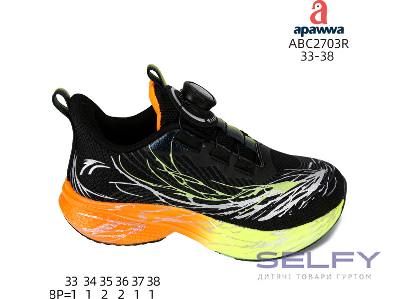Кросівки дитячі Apawwa ABC2703R  black-orange 33-38, Фото 1