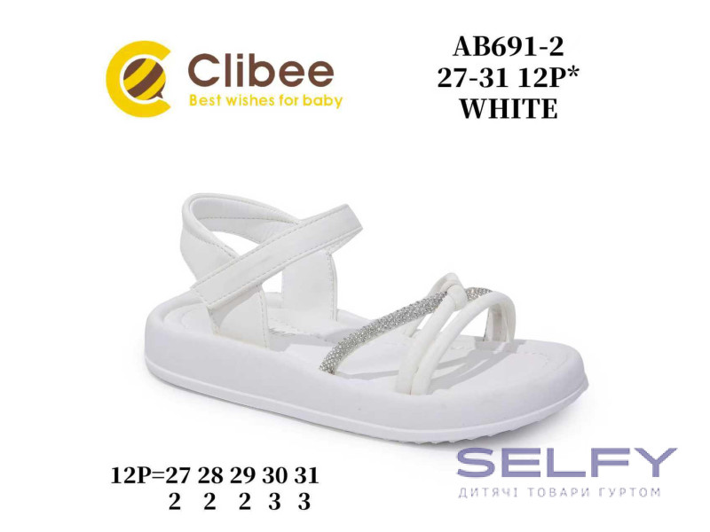 Босоніжки дитячі Clibee AB691-1 white 27-31, Фото 1