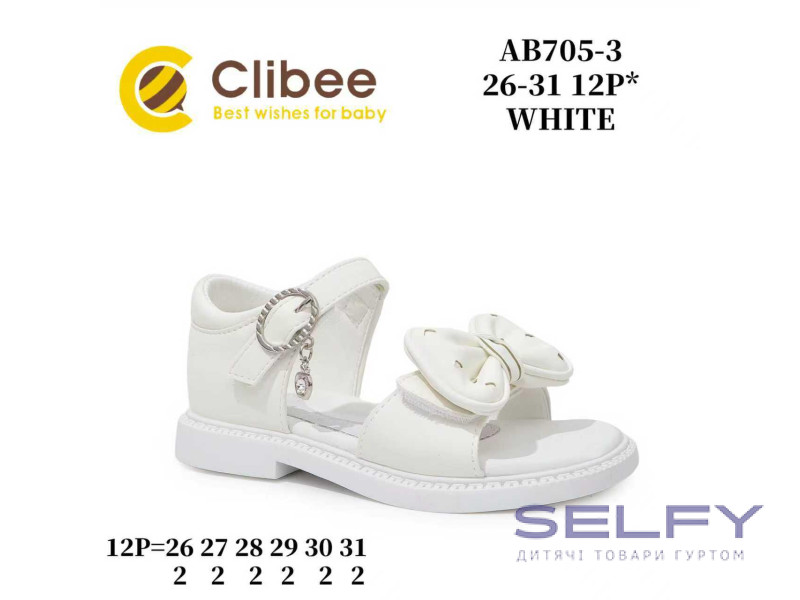 Босоніжки дитячі Clibee AB705-3 white 26-31, Фото 1