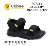 Босоножки детские ClibeeAC703-1 black-green 34-39