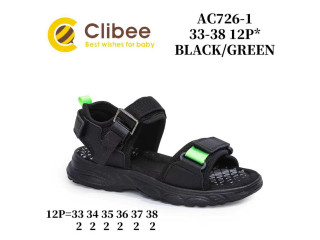 Босоніжки дитячі Clibee AC726-1 black-green 33-38