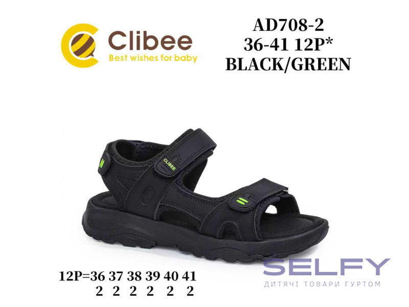 Босоножки детские Clibee AD708-2 black-green 36-41, Фото 1
