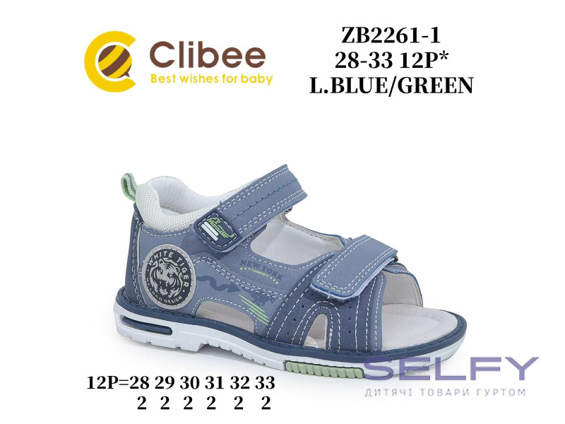 Босоніжки дитячі Clibee ZB2261-1 l.blue-green 28-33, Фото 1