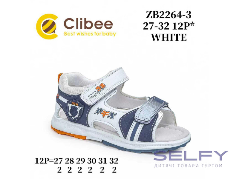 Босоніжки дитячі Clibee ZB2264-3 white 27-32, Фото 1