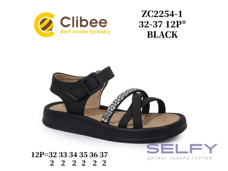 Босоножки детские Clibee ZC2254-1 black 32-37, Фото 1