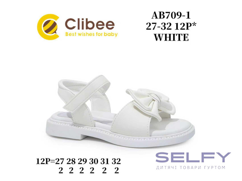 Босоніжки дитячі Clibee AB709-1 white 27-32, Фото 1