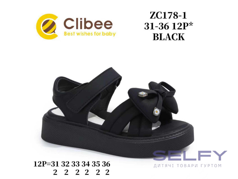 Босоніжки дитячі Clibee ZC178-1 black 31-36, Фото 1
