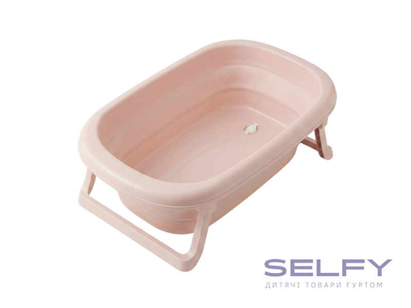 Ванна дитяча складна Foldable Bathtub з термометром, rosewater, Фото 1