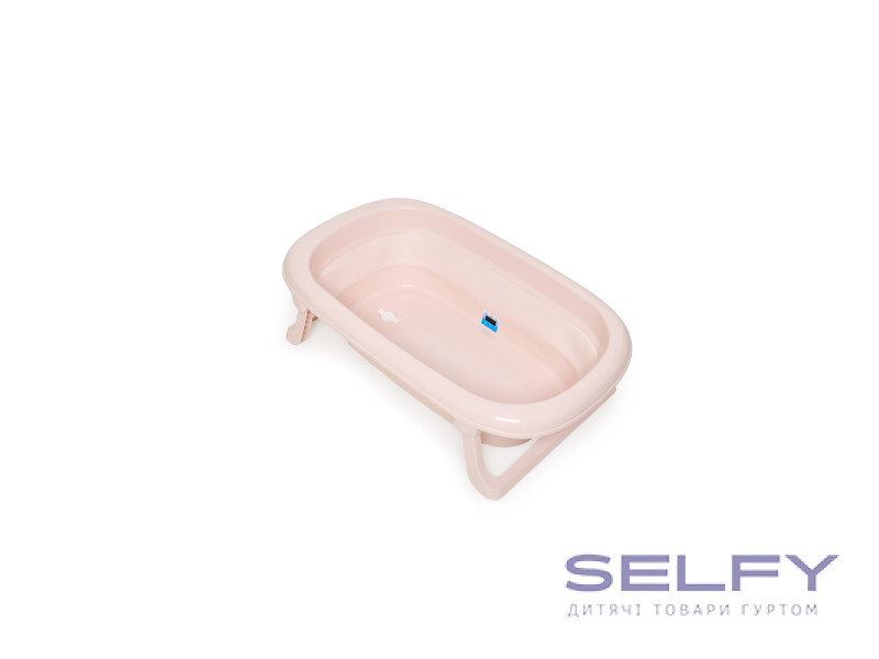 Ванна дитяча складна Foldable Bathtub з термометром, rosewater, Фото 4