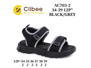 Босоножки детские Clibee AC703-2 black-grey 34-39