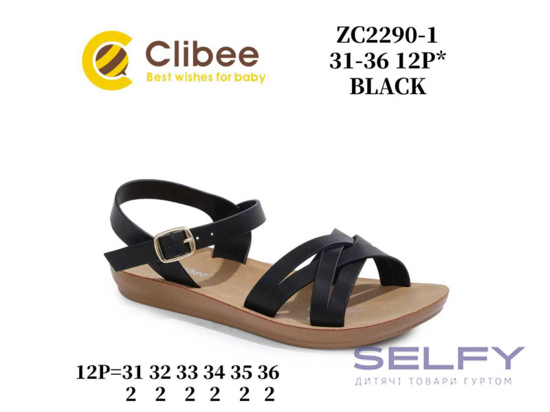 Босоніжки дитячі Clibee ZC2290-1 black 31-36, Фото 1