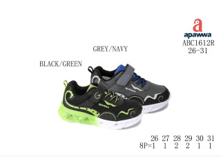 Кроссовки детские Apawwa ABC1612R black-green 26-31