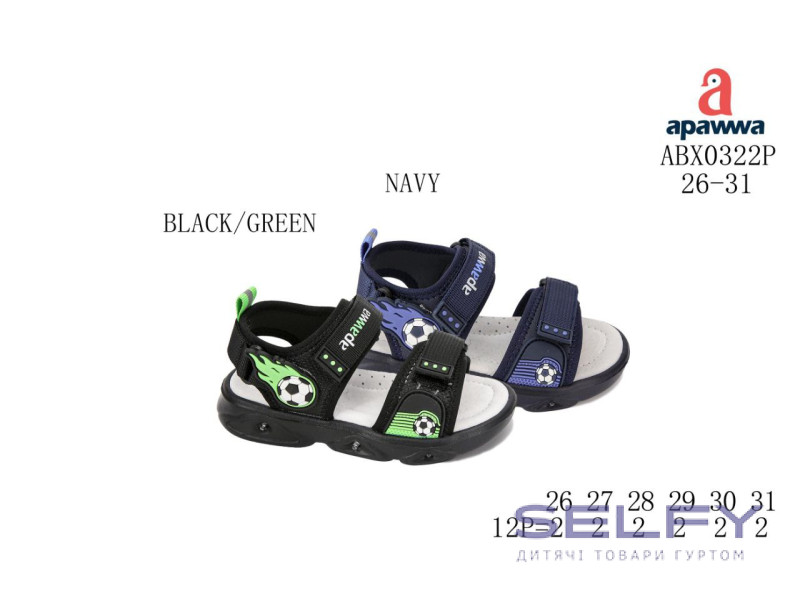 Босоножки детские Apawwa ABX0322P black-green 26-31, Фото 1