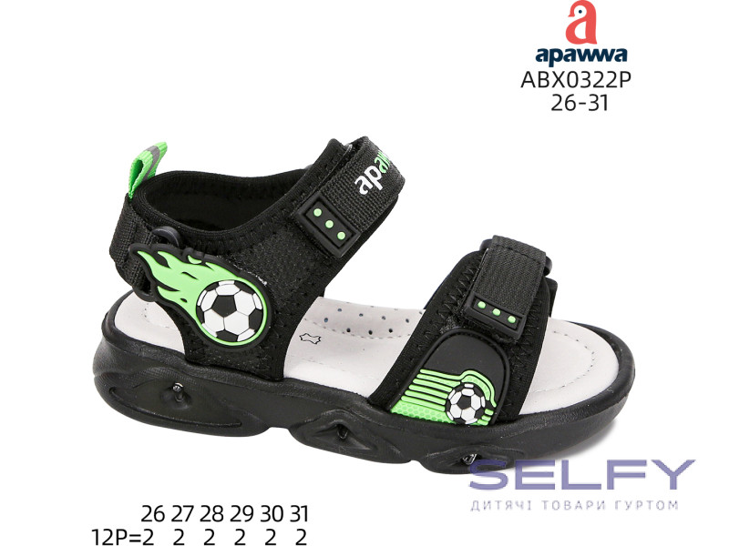 Босоножки детские Apawwa ABX0322P black-green 26-31, Фото 1