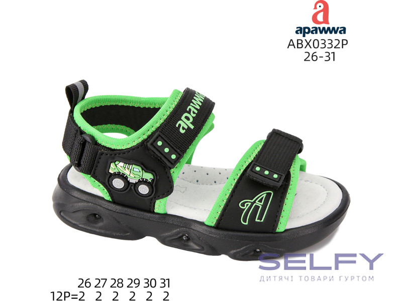 Босоніжки дитячі Apawwa ABX0332P black-green 26-31, Фото 1