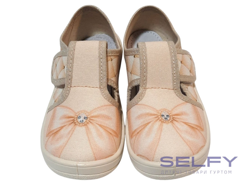 Галя 24-30 беж, бежева підошва, бант, Фото 3