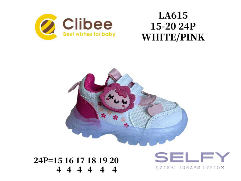 Кроссовки Clibee LA615 white-pink 15-20, Фото 1