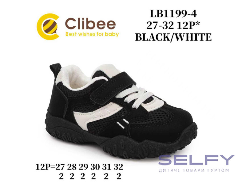 Кроссовки детские Clibee LB1199-4 black-white 27-32, Фото 1