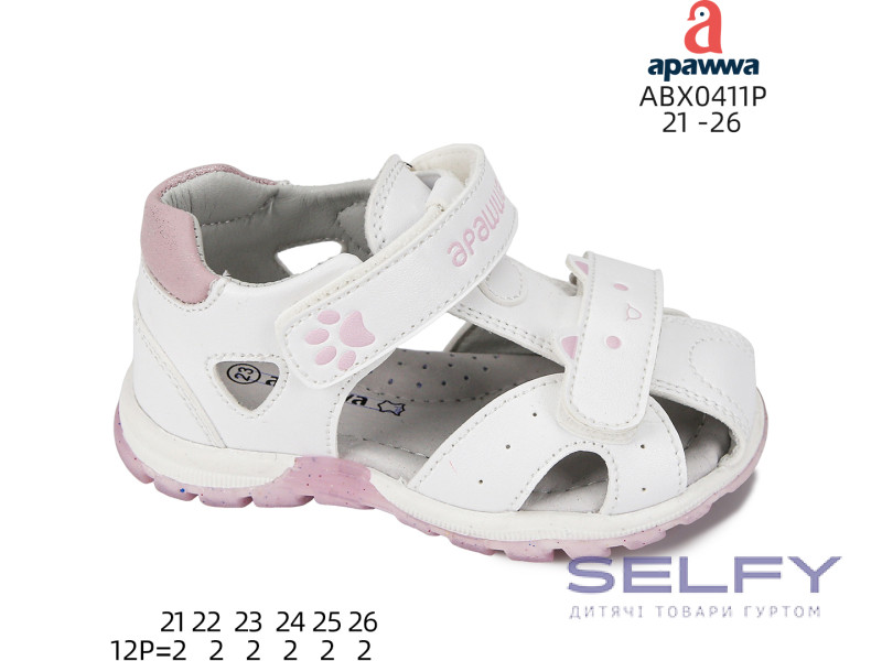 Босоніжки дитячі Apawwa ABX0411P white 21-26, Фото 1