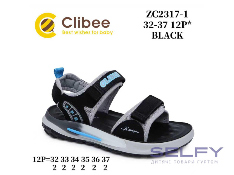 Босоножки детские Clibee ZC2317-1 black 32-37, Фото 1