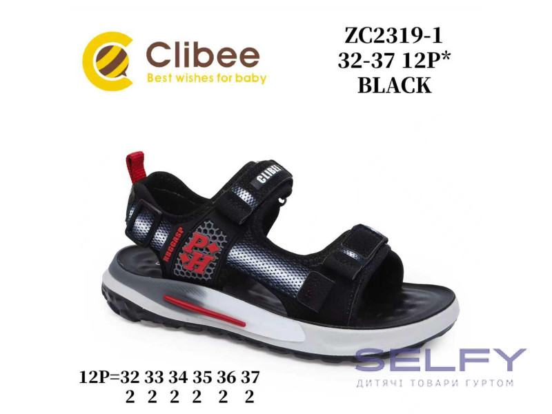 Босоножки детские Clibee ZC2319-1 black-red 32-37, Фото 1